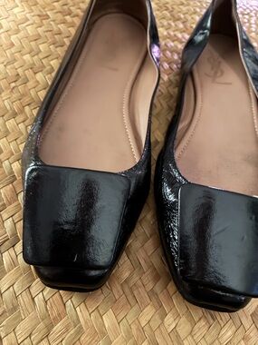 YSL  Black Snake Patent Leather Italy Ballet Flats US 8.5 EU 39